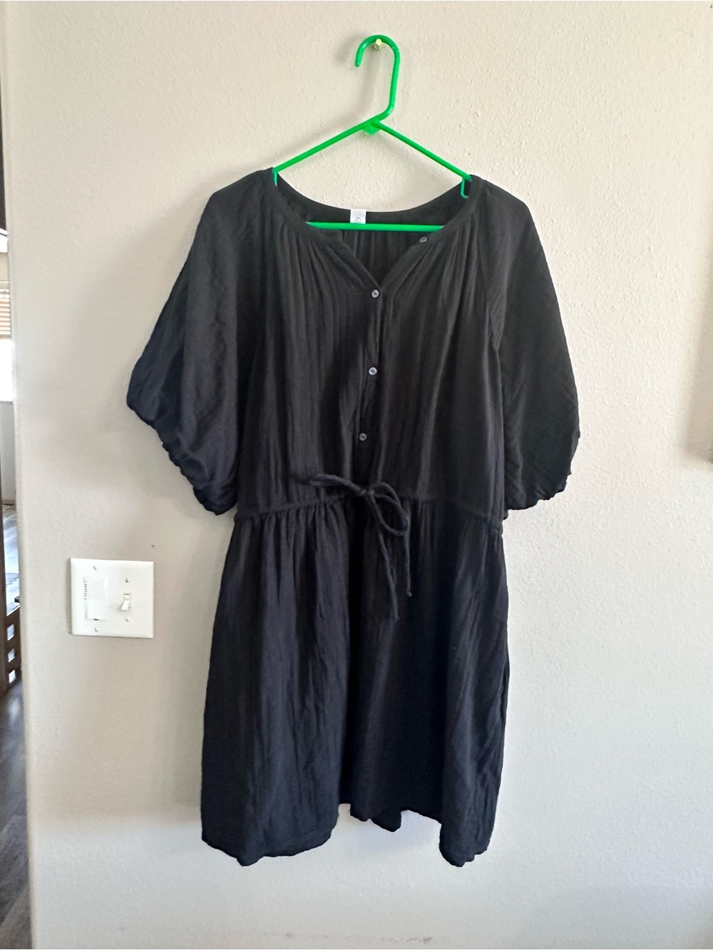 Old Navy Black Button-Front Tie-Waist Maxi Dress